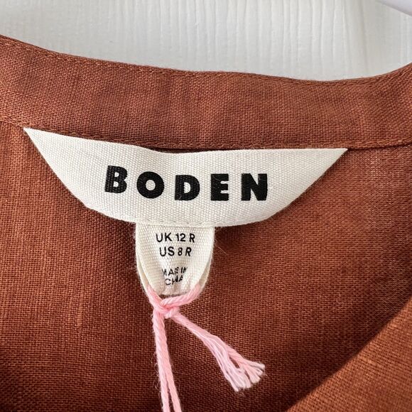Boden Mae Linen Blend Shirt Dress Russet-Size 8R - Picture 10 of 11